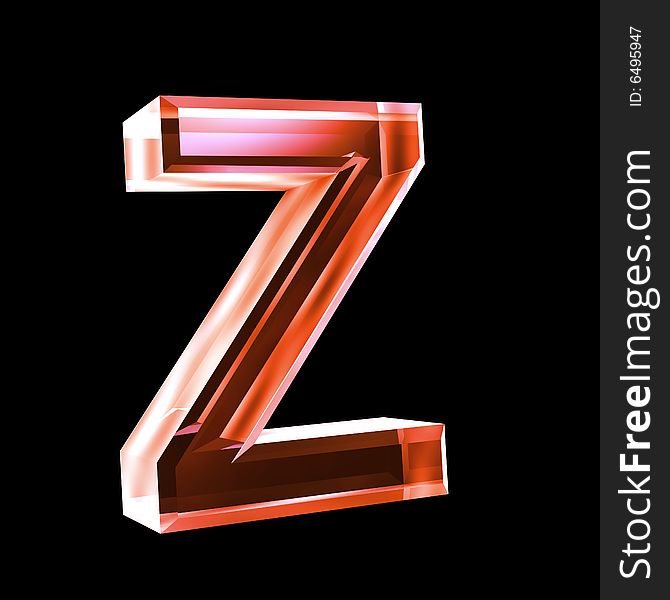 Letter Z in red glass 3D made