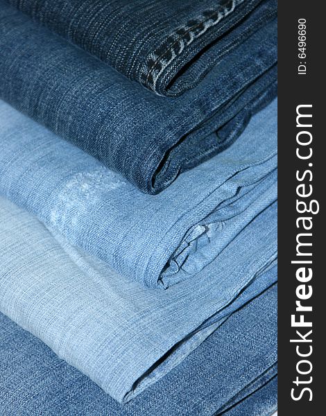 Jeans combined in a pile