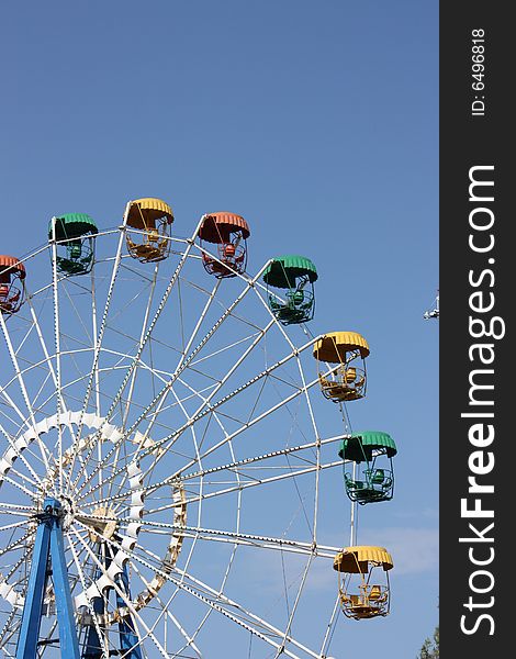 Wheel to see in the amusement park. Wheel to see in the amusement park