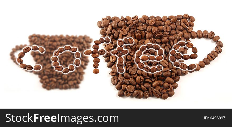 Coffee beans - cup and letters