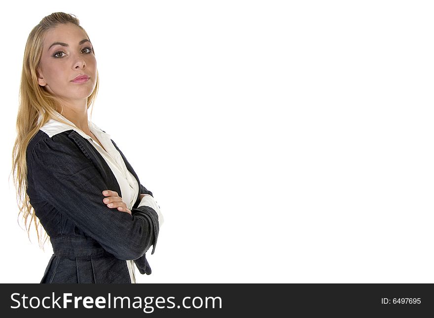 Stylish pose of businessperson on an isolated background