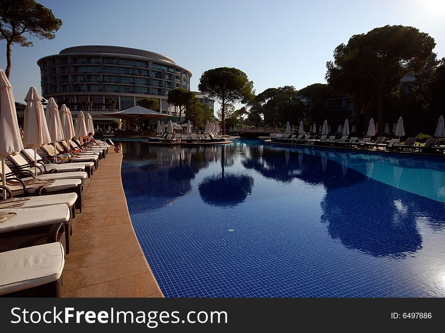 A photo of a huge swimming pool.