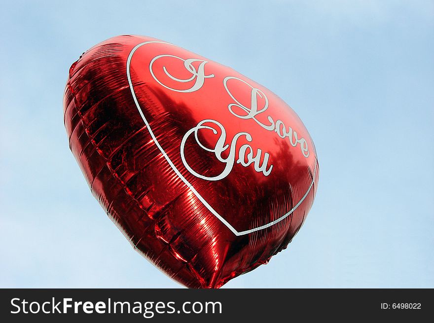 Big red balloon with I love you