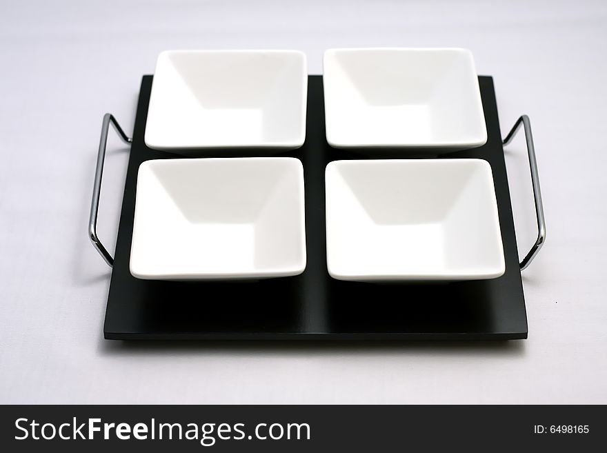Plate with four coups on white background. Plate with four coups on white background.