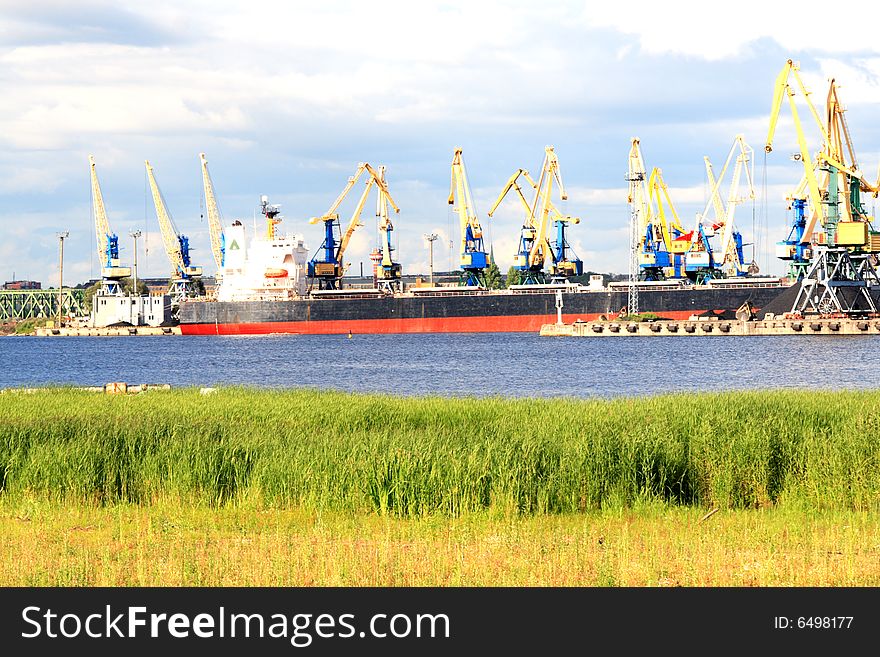 Working crane in the port