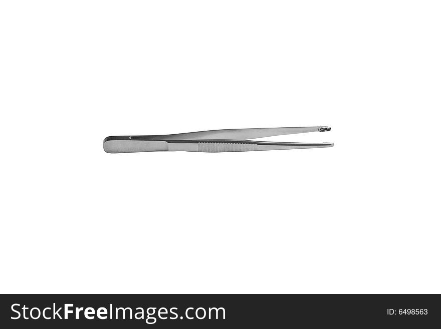 Tweezers on white  background. Isolated