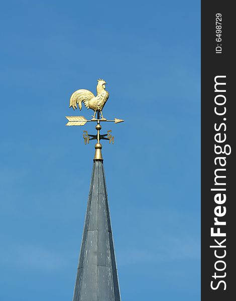 Gold chicken weather vane