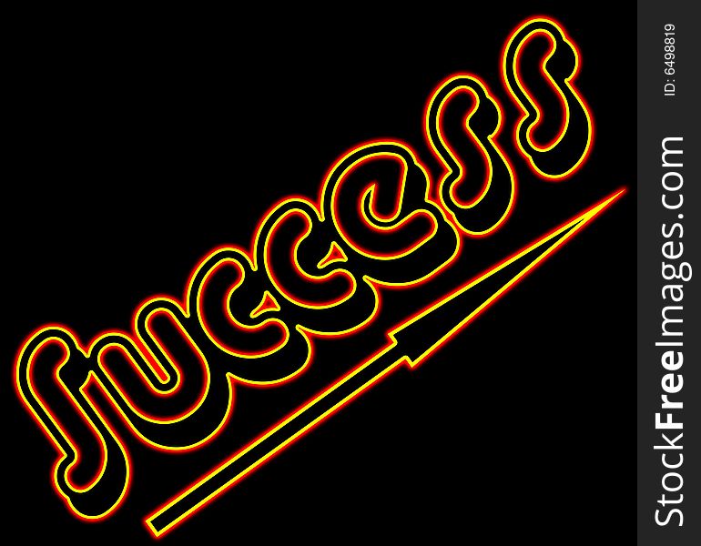 Success neon sign isolated on black