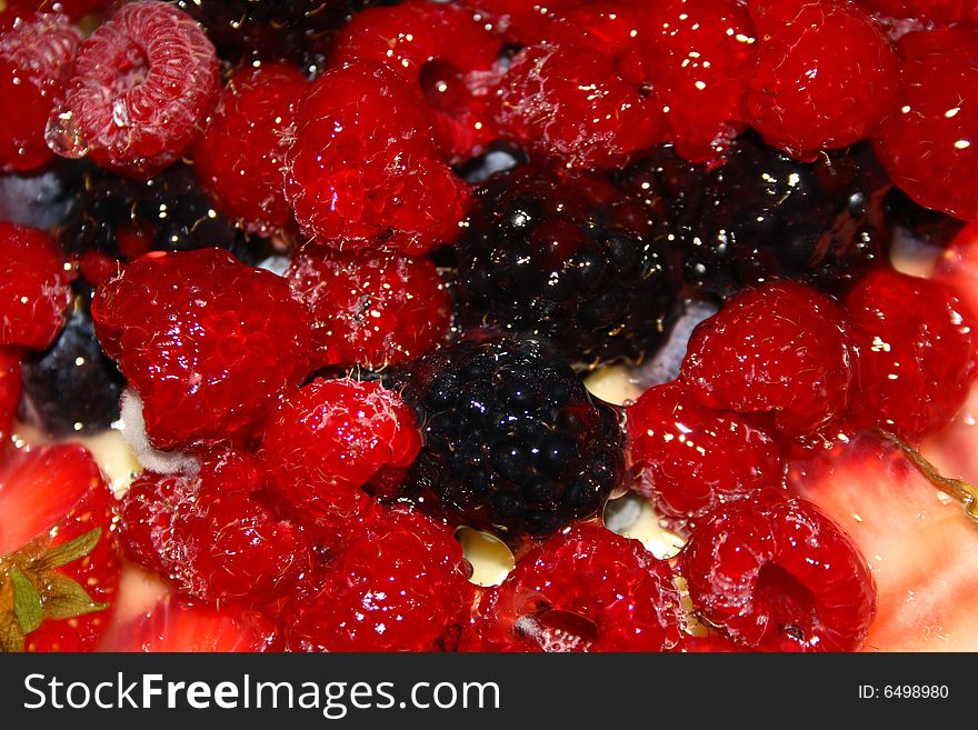 Transparencies of gelatin and tasty palate wild berries