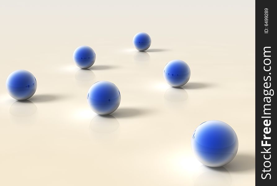 Group of shiny blue spheres