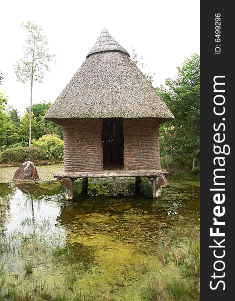 Aincent hut in a marsh in the midlands of ireland. Aincent hut in a marsh in the midlands of ireland