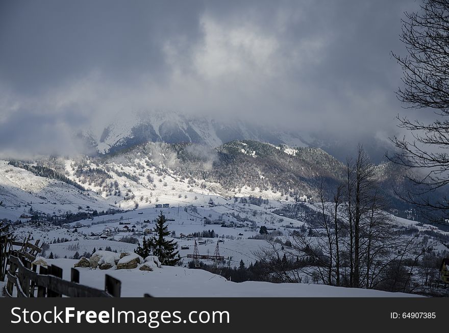 Winter landscape montains seasons specific