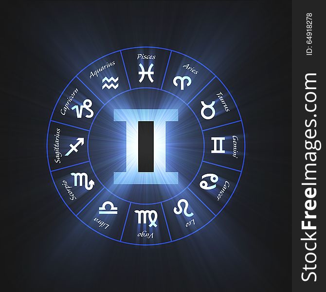 Astrology symbol Gemini light flare