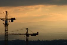Cranes In The Sunset Stock Photo Cranes In The Sunset Stock Photo