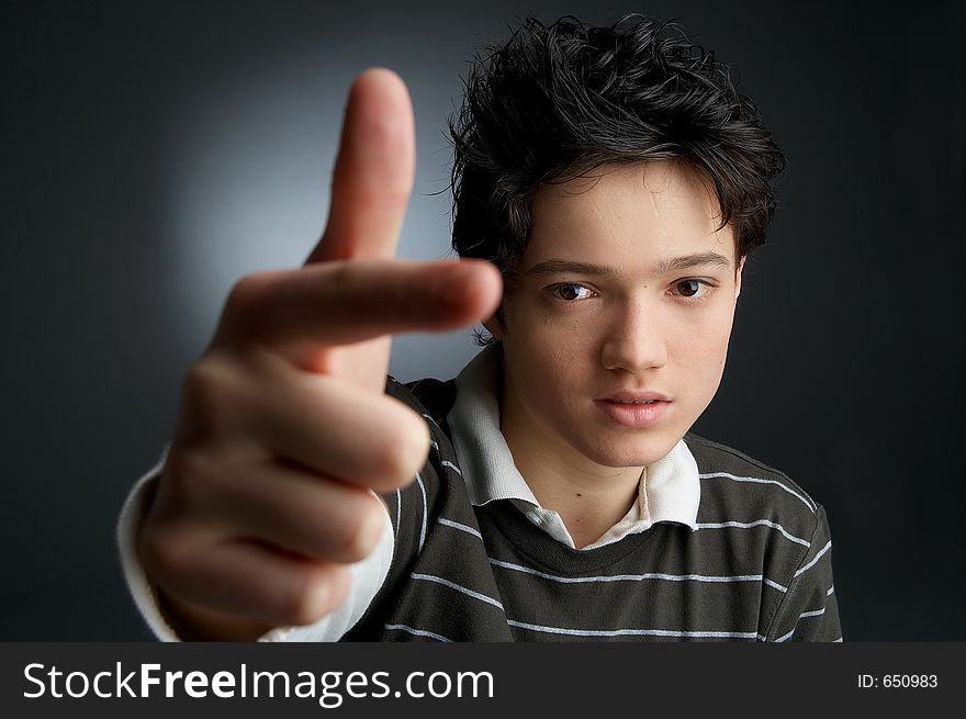 Young man on dark Background. Young man on dark Background