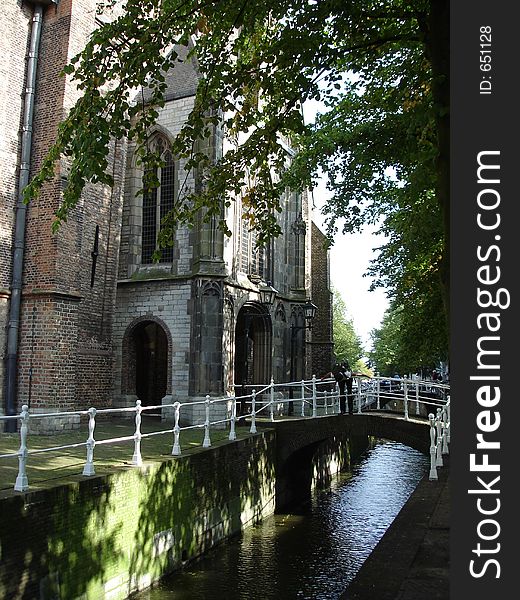 Church on water canal and tourist