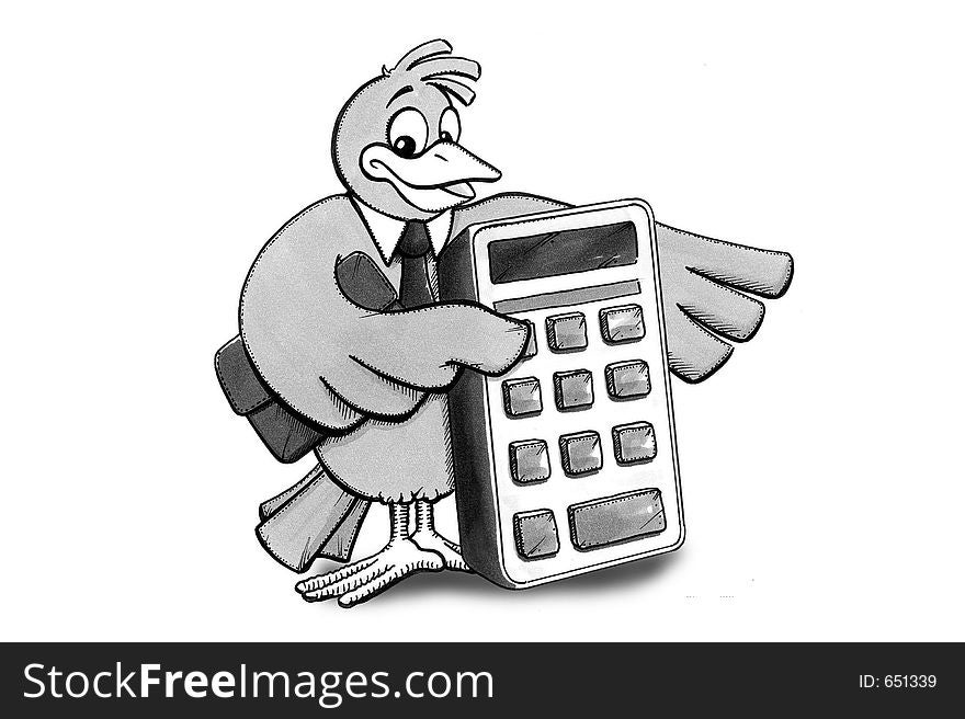 Illustration of a Business bird with calculator