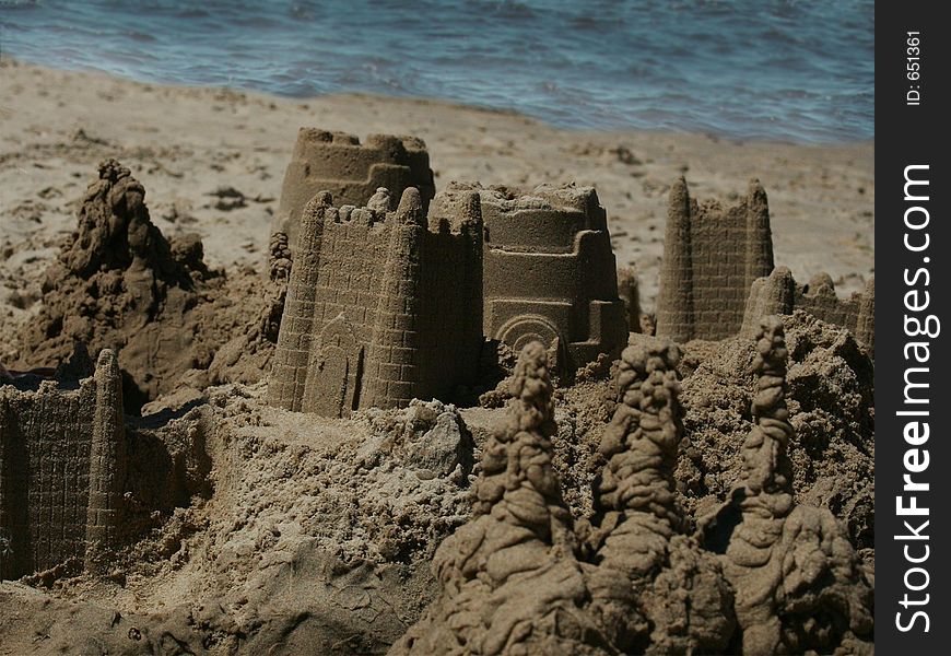 A sand castle on the beach. A sand castle on the beach