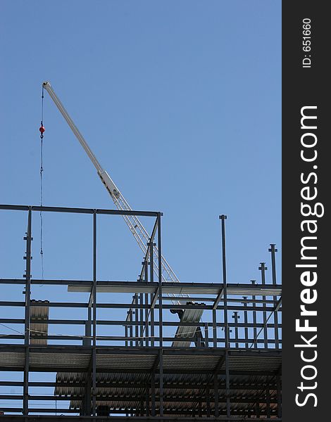 Steel construction with crane. Steel construction with crane