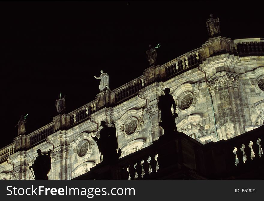 Sculptures on the Hofkirche in Dresden, Germany.