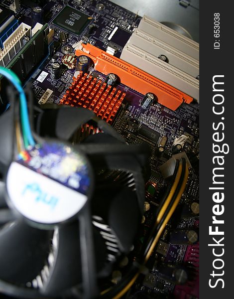 Personal Computer Inside With Fan And PCI Busses