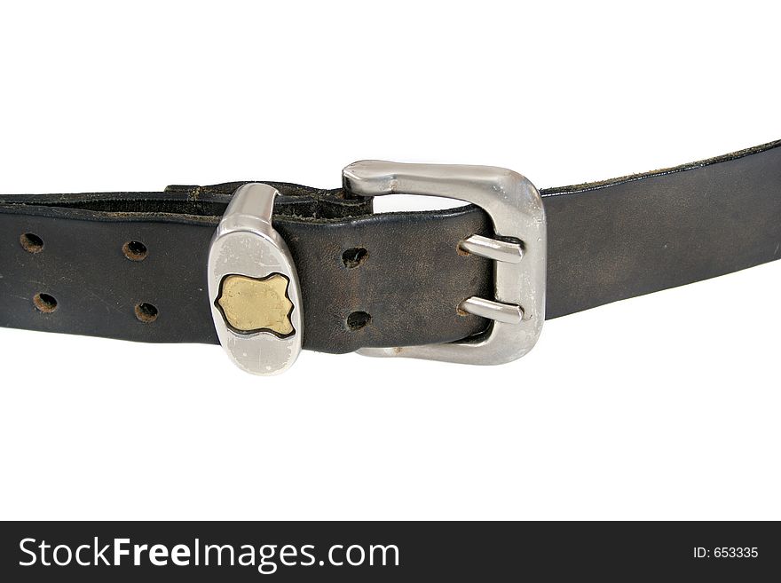 Leather belt on white