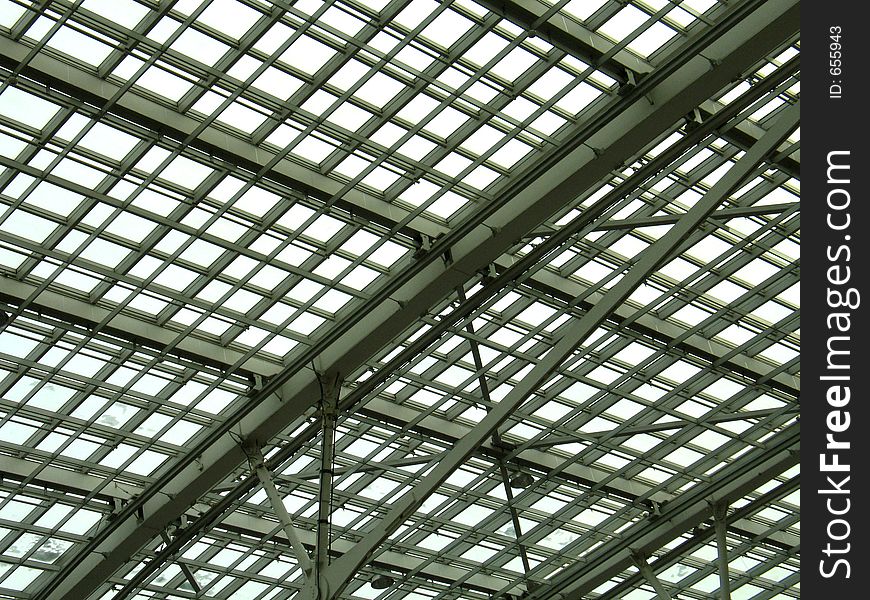 Glass roof. Modern construction