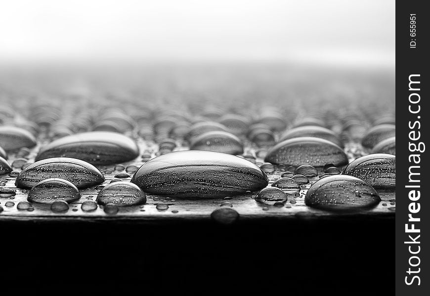 Water drops on wood. Water drops on wood