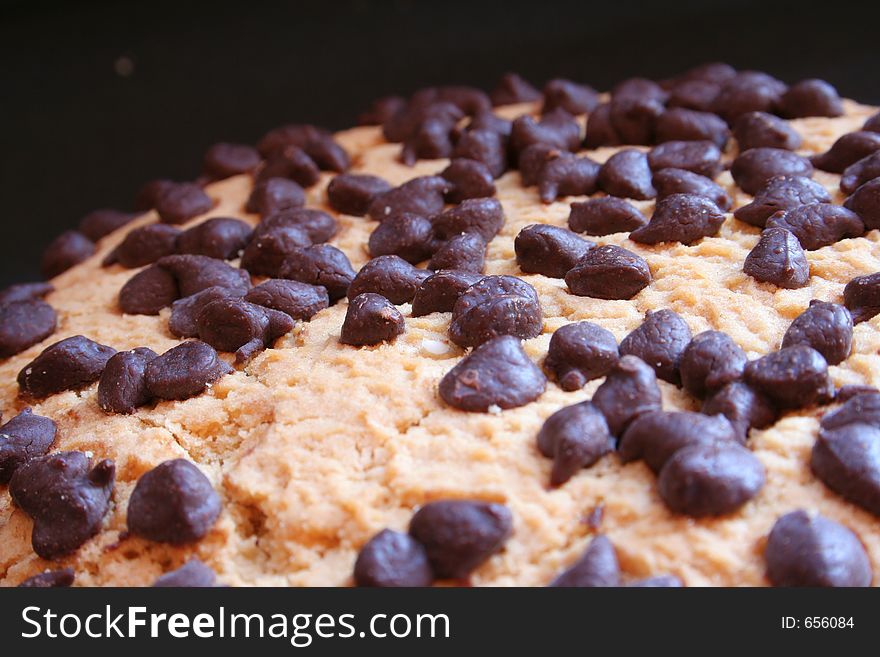 Macro shot of a giant chocolate chip cookie - this thing is nearly a landscape :)