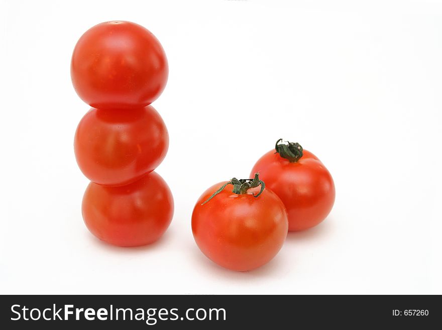 Cherry tomatoes on white