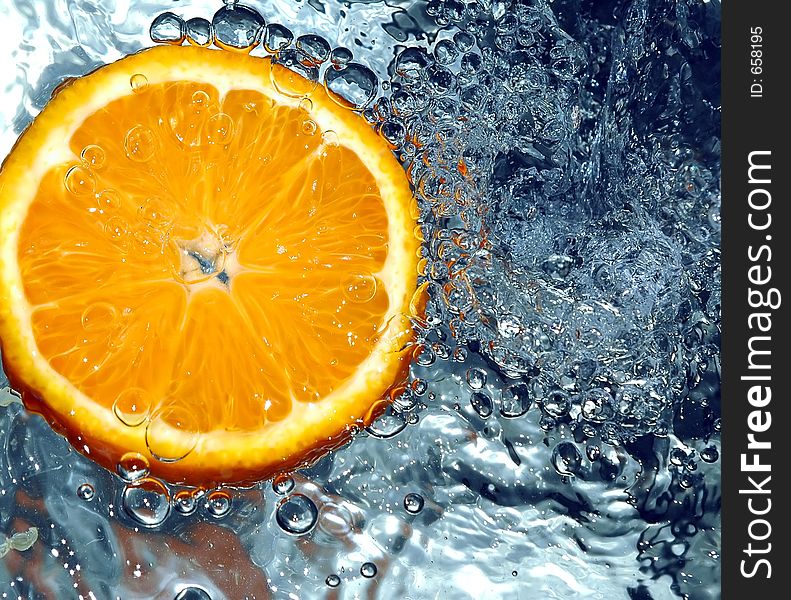 Orange in cold water. Orange in cold water