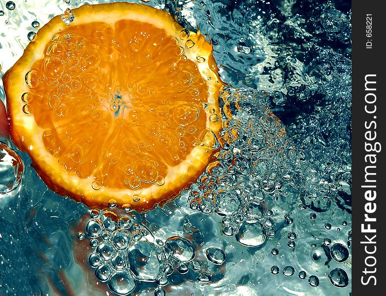 Orange in water. Orange in water