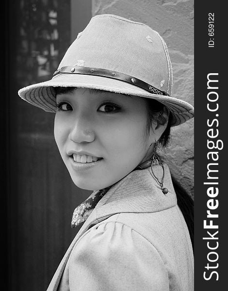 Pretty Korean girl wearing a hat
