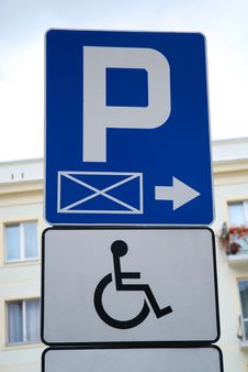 Parking Sign Lit Up Stock Images