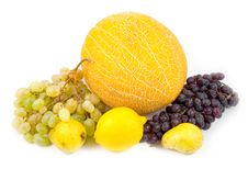Pears With Grapes And Melon Royalty Free Stock Photography Pears With Grapes And Melon Royalty Free Stock Photography