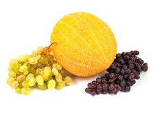 Yellow Melon And Tasty Grapes Royalty Free Stock Photos Yellow Melon And Tasty Grapes Royalty Free Stock Photos
