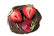 Strawberry In Chocolate Whirl Stock Photography Strawberry In Chocolate Whirl Stock Photography
