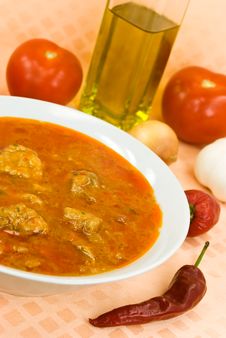 Stew-goulash Soup -with Red Bell Pepper And Cubes Stock Photos Stew-goulash Soup -with Red Bell Pepper And Cubes Stock Photos