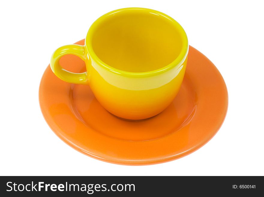 Coffee cup with saucer on a white background. Coffee cup with saucer on a white background.