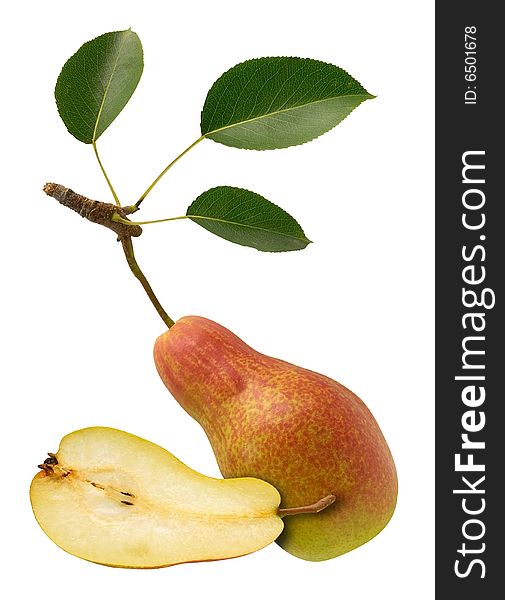 Juicy pears isolated over white. Clipping path.