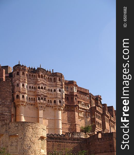 Mehrangarh Fort, located in Jodhpur city in Rajasthan state is one of the largest forts in India. Mehrangarh Fort, located in Jodhpur city in Rajasthan state is one of the largest forts in India