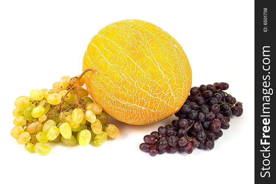 Yellow Melon And Tasty Grapes