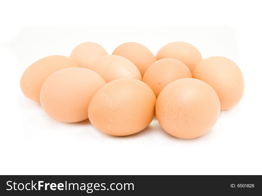 Several eggs isolated on white