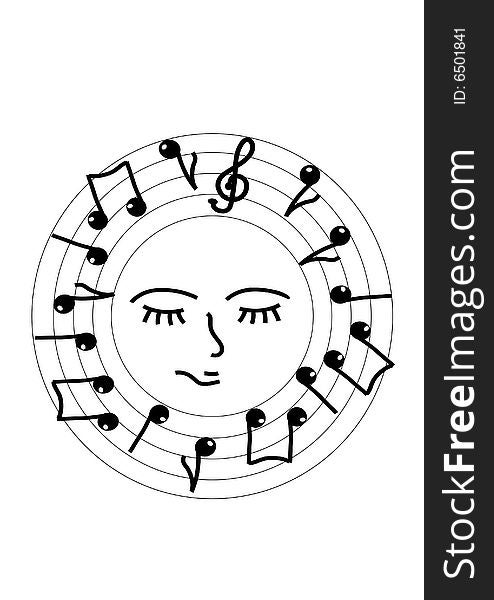 This illustration depicts a head with closed eyes and a score around it. This illustration depicts a head with closed eyes and a score around it