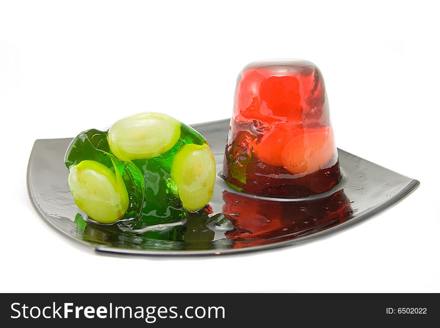 Jelly on plate isolated on white