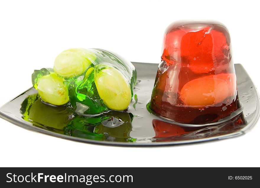 Jelly on plate isolated on white