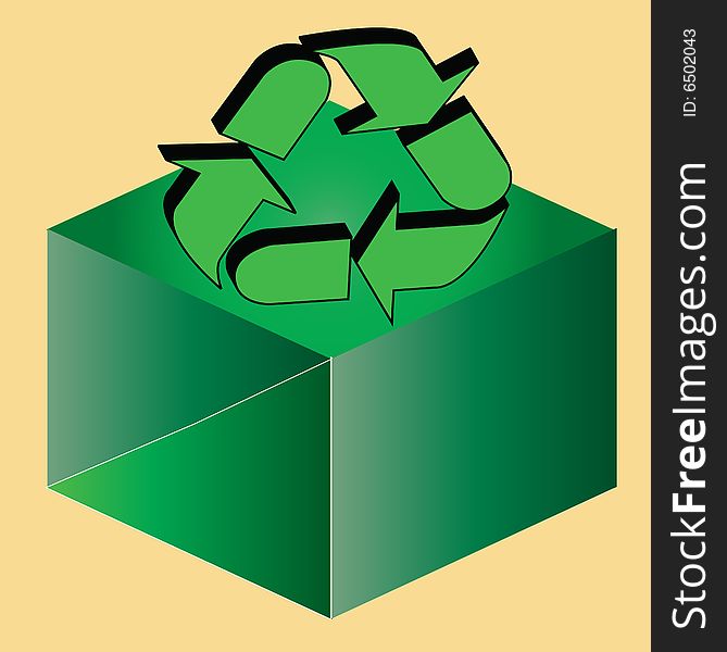A symbol of recycling in a light background
above a square. A symbol of recycling in a light background
above a square