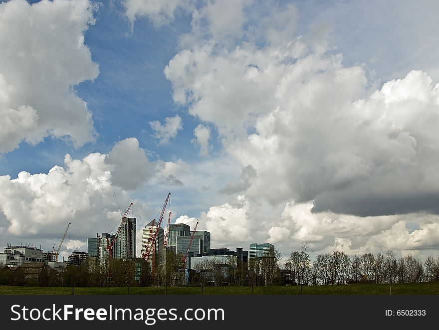 As a reflection of global financial markets clouds gather over London's premier financial district. As a reflection of global financial markets clouds gather over London's premier financial district