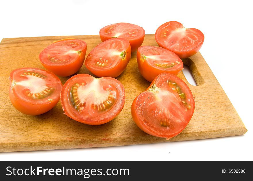 Cutted tomatoes isolated on white