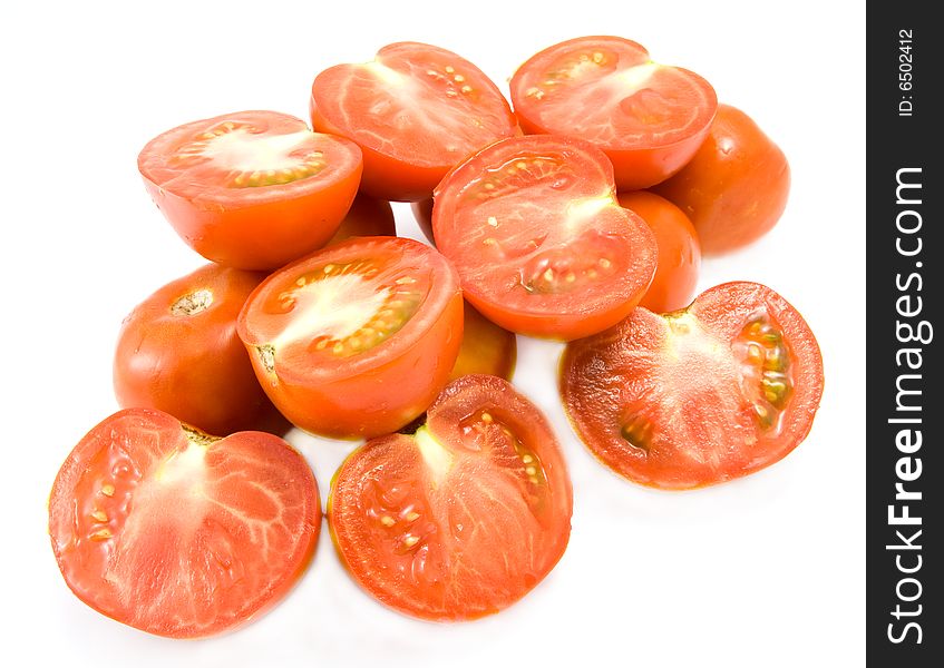 Some cuttter red tomatoes isolated